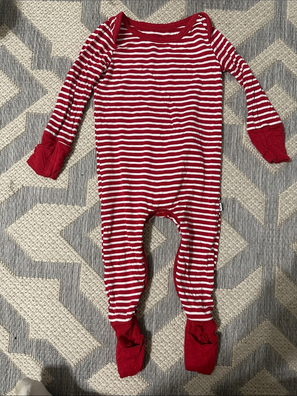 Little Sleepies Red and White Striped Footed One-Piece